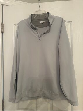 Peter Millar Light Gray Collar Quarter Zip Pullover
